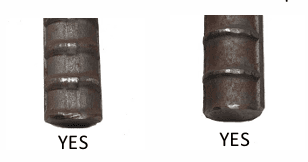 Acceptable rebar end preparation examples — square, clean ends