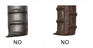 Non-acceptable rebar end preparation examples — bent and mushroomed ends